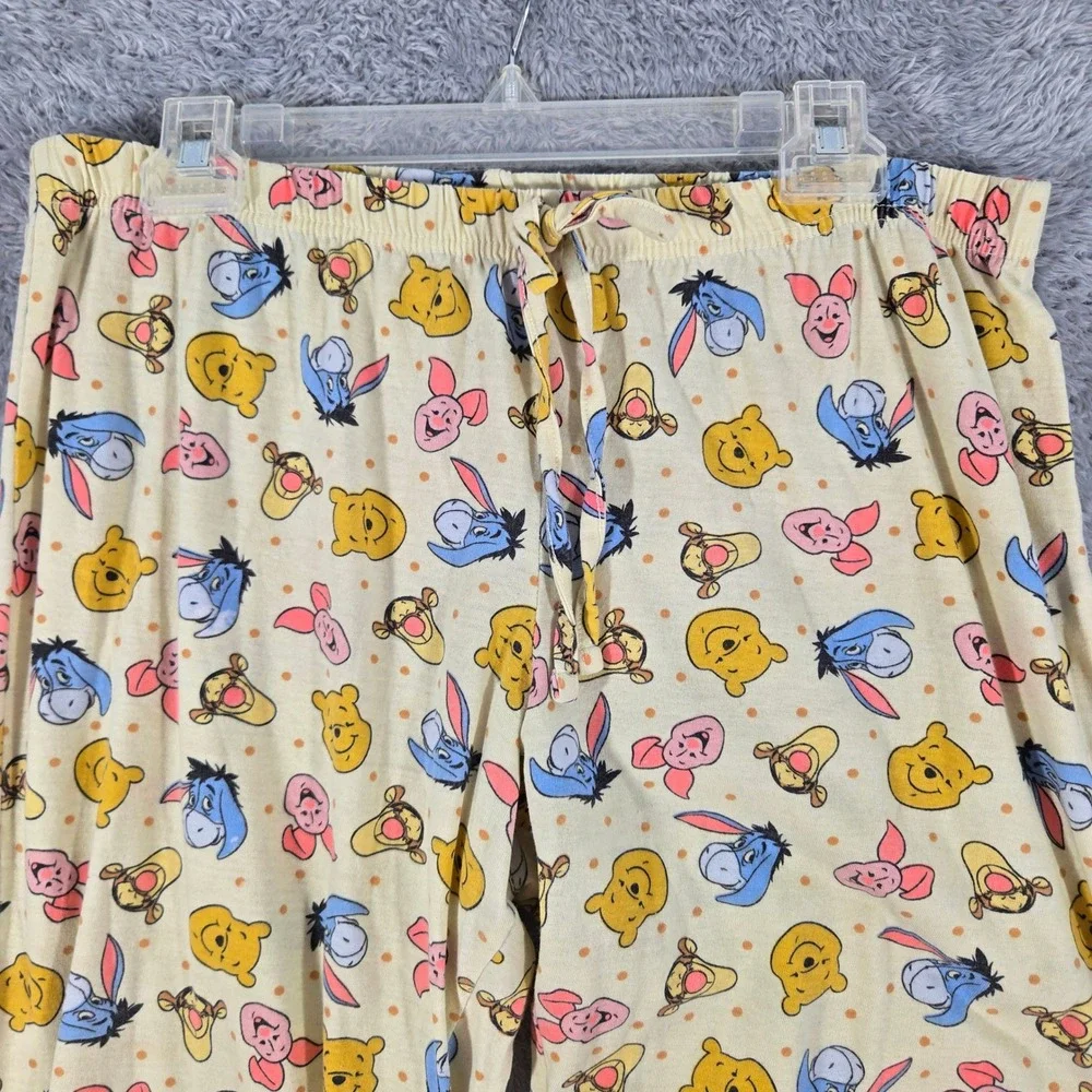 Disney Winnie the Pooh Pajama Pants Womens Yellow Character Print Lounge Medium - Picture 6 of 6